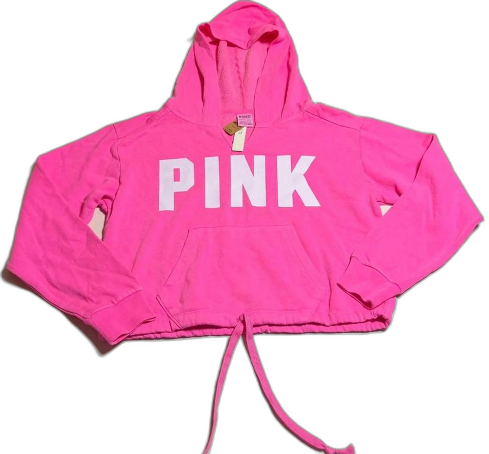 Victoria’s Secret PINK crop hoodie NWT Barbie pink